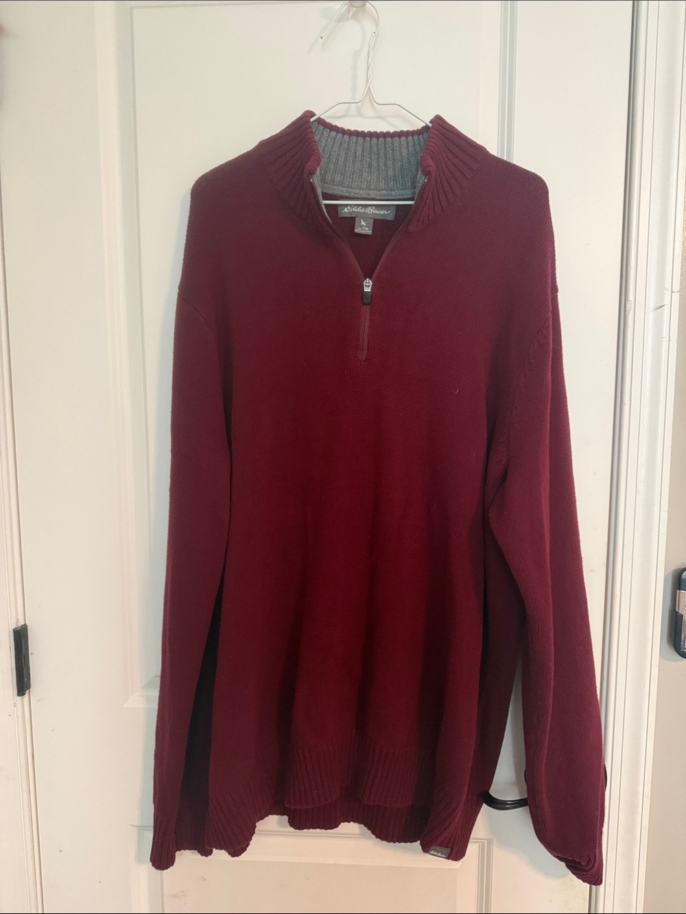 Eddie Bauer Men's Zip-Neck Sweater in Burgundy